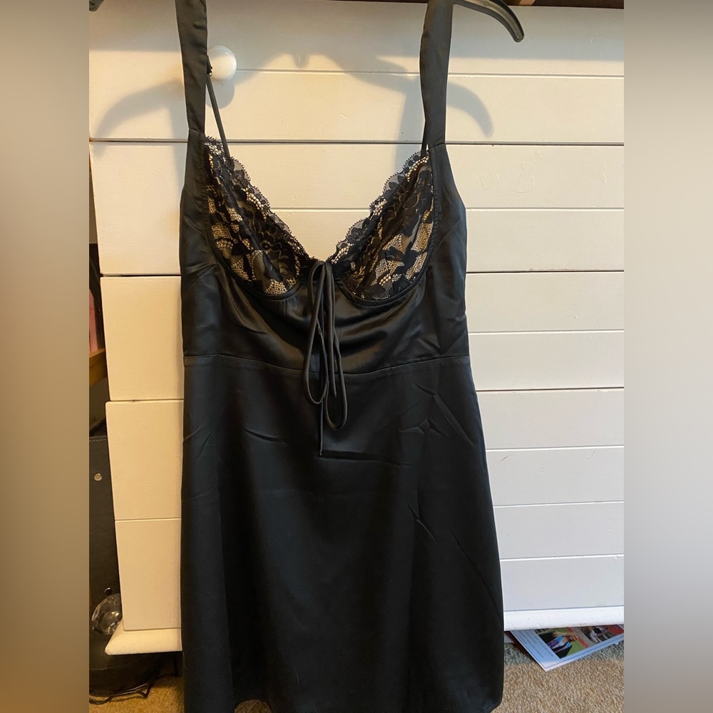Black satin and lace dress